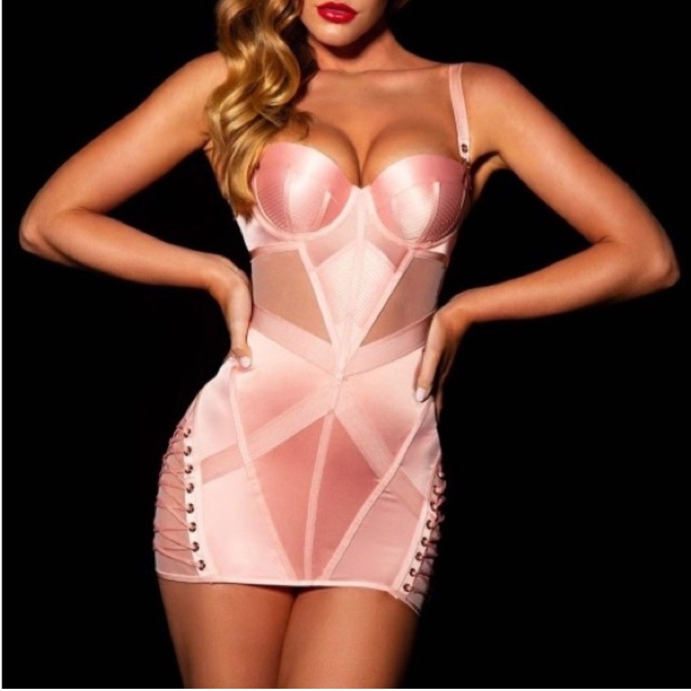 Women’s Pink Mesh & Satin Bodycon Chemise